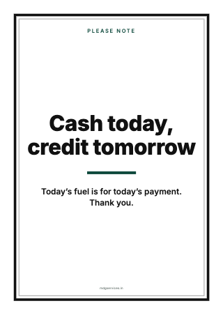 Poster: Cash today, credit tomorrow