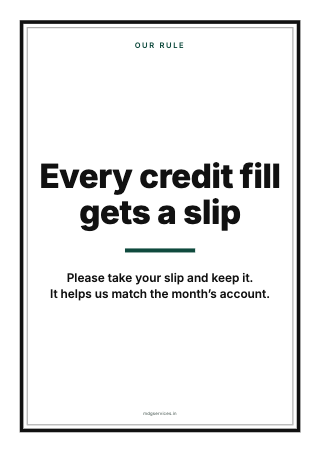 Poster: Every credit fill gets a slip